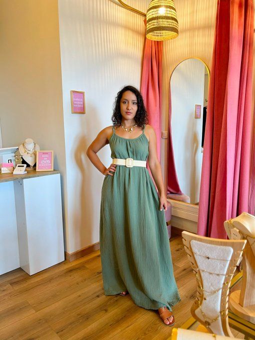 Robe Wendy Kaki Gaze de coton