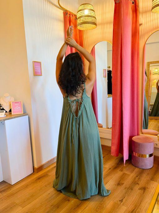 Robe Wendy Kaki Gaze de coton