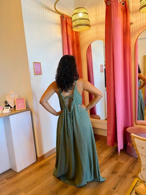 Robe Wendy Kaki Gaze de coton