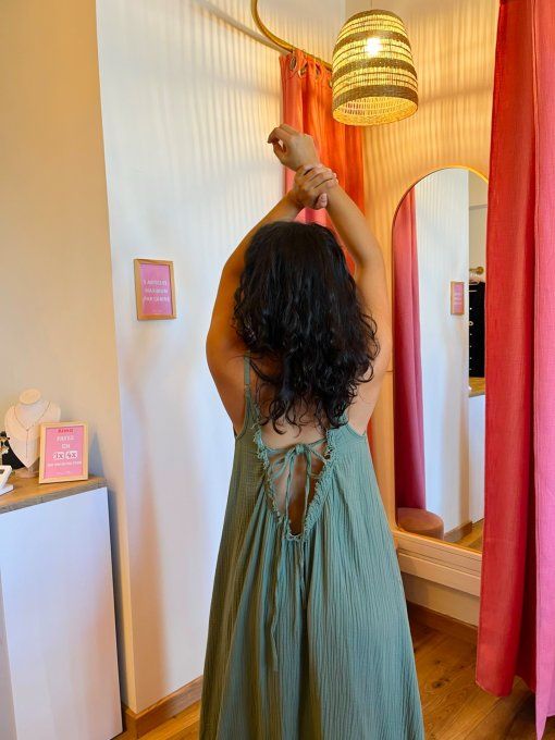 Robe Wendy Kaki Gaze de coton