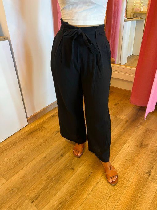 Pantalon Coralie Noir Gaze de coton