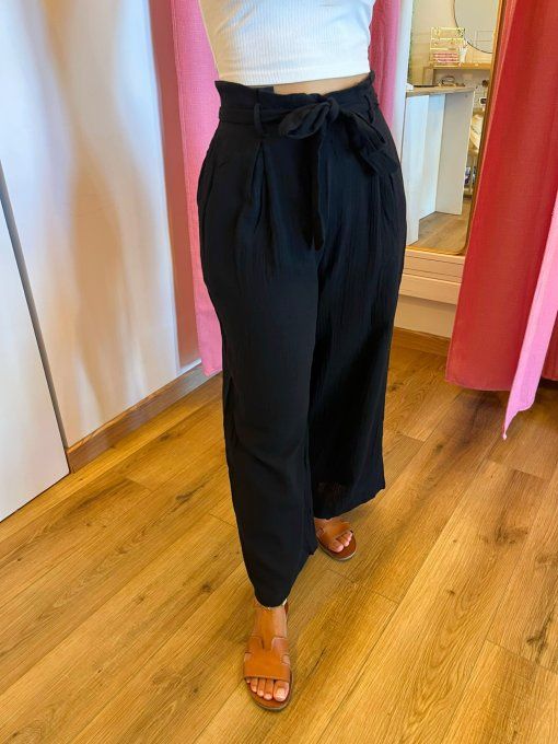 Pantalon Coralie Noir Gaze de coton