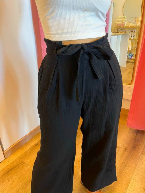 Pantalon Coralie Noir Gaze de coton