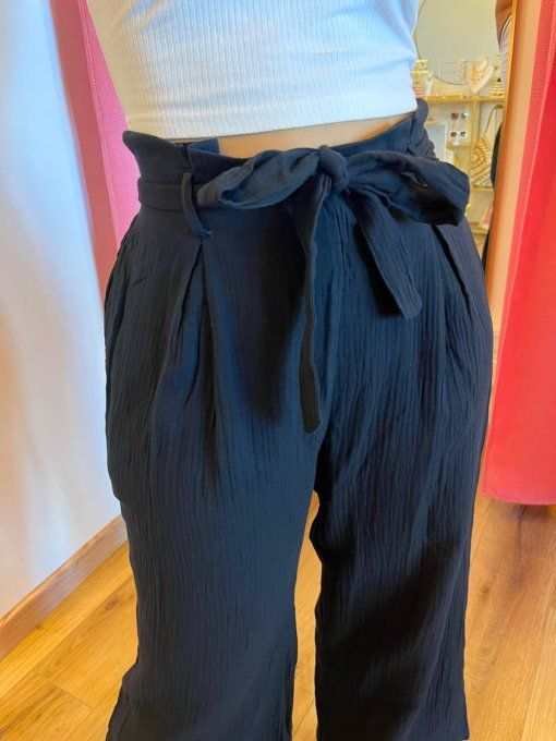 Pantalon Coralie Noir Gaze de coton
