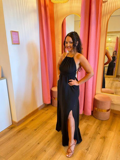 Robe Ludivine - Gaze de coton Noire