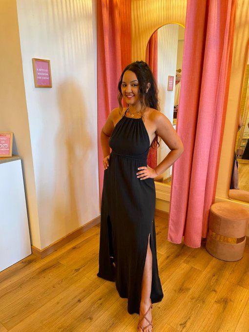 Robe Ludivine - Gaze de coton Noire