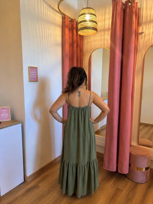 Robe Gabriella - kaki- Gaze de Coton 
