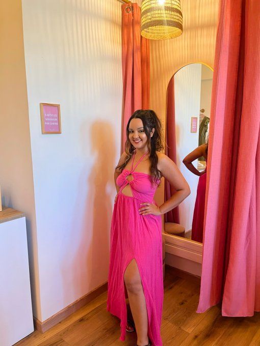 Robe Nayla Gaze de coton- Fuchsia 