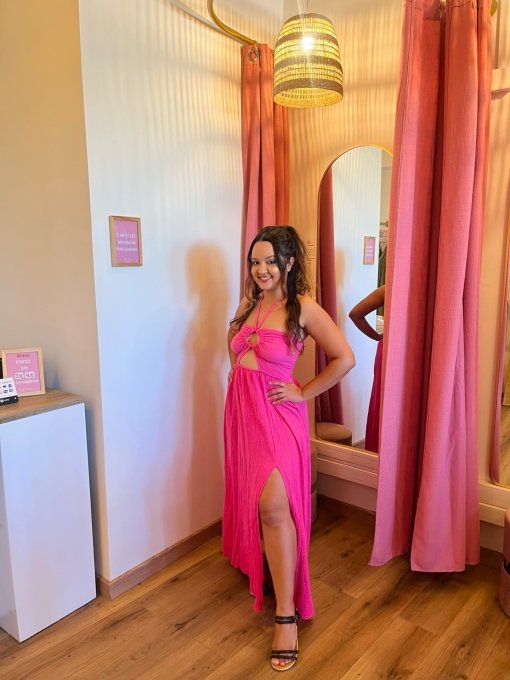 Robe Nayla Gaze de coton- Fuchsia 
