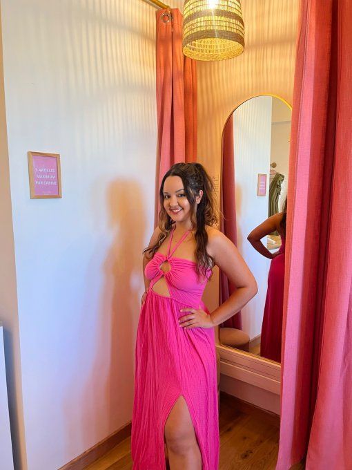 Robe Nayla Gaze de coton- Fuchsia 