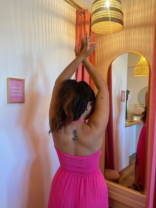 Robe Nayla Gaze de coton- Fuchsia 