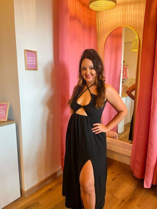 Robe Nayla Gaze de coton- Noire